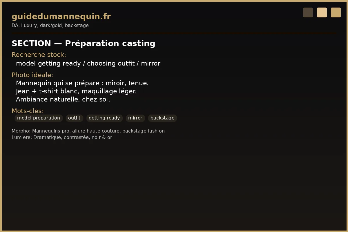 Préparation pour un casting — mannequin choisissant sa tenue