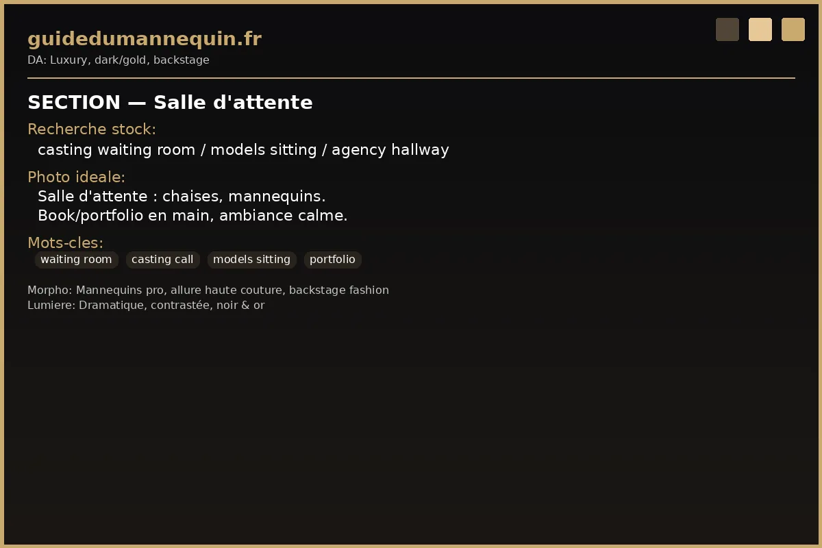 Salle d'attente casting mannequin — modèles patientant