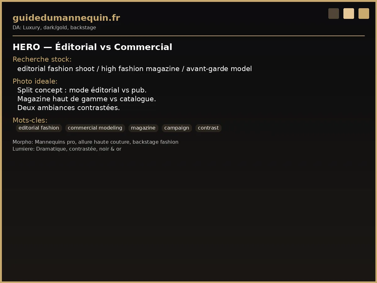 Éditorial vs commercial — deux types de mannequinat