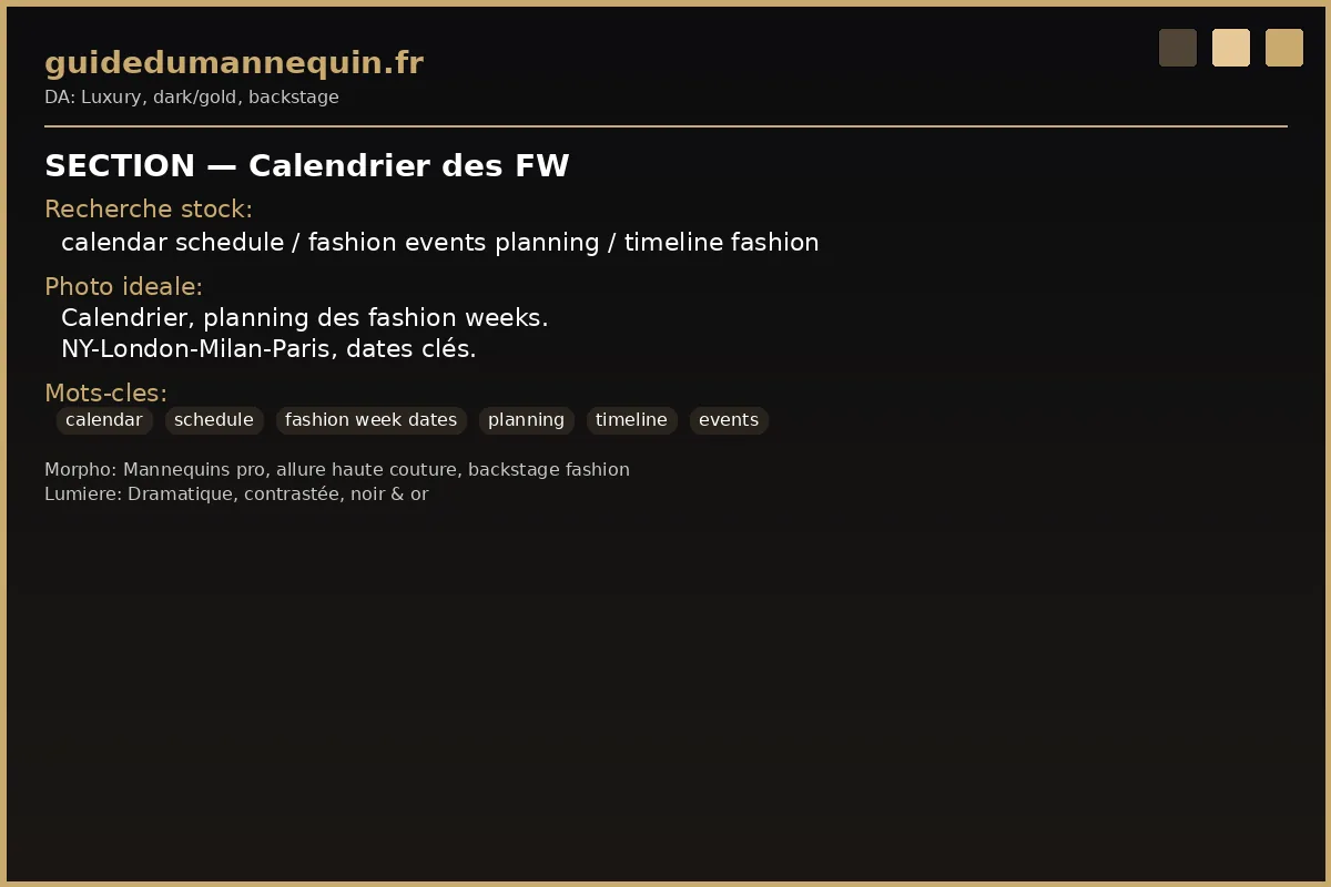 Calendrier fashion weeks — dates et planning