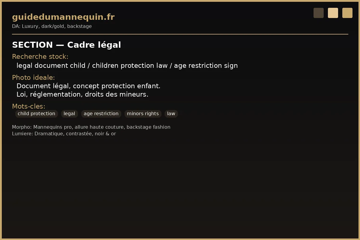 Cadre légal mannequinat mineur — droits des enfants